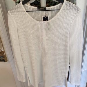 NWT Yidarton Waffle Knit Top White LS S
